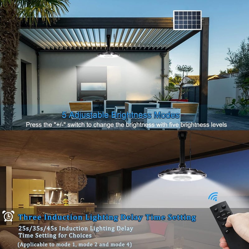 INDARUN Solar Shed Light Indoor Outdoor, Solar Motion Lights with 5 Modes, Up to 3000LM, Waterproof Pendant Barn Lights for Porch, Chicken Coop, Garage, Gazebo Lighting - Image 4